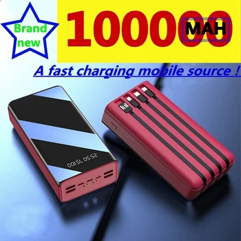 2023 Новый Power Bank 100000 мАч TypeC Micro USB Быстрая зарядка Power Bank Светодиодный дисплей Портативное внешнее зарядное устройство для планшетов