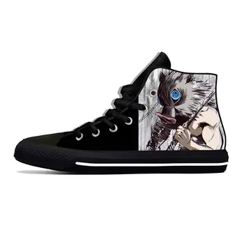 Demon Slayer Kimetsu No Yaiba Hashibira Inosuke Повседневная тканевая обувь С высоким берцем Легкие Дышащие Мужские и женские кроссовки с 3D принтом