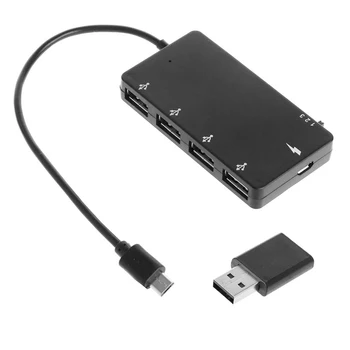 Micro USB OTG 4-портовый концентратор Кабель-адаптер для зарядки питания Поддерживает горячую замену OTG для Android/ для системы Windows