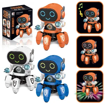 Детские умные танцевальные роботы, Музыкальная подсветка, 6 Когтей, Робот-осьминог, Подарки на День рождения, Игрушки для детей раннего образования, Детские игрушки Для мальчиков и девочек