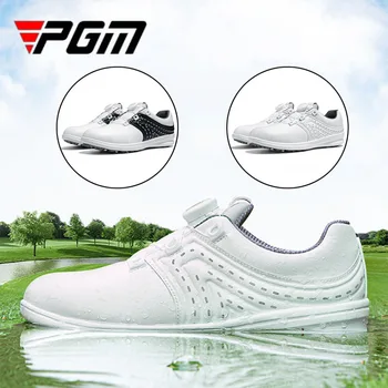 Женская обувь для гольфа с тиснением PGM, женская супер водонепроницаемая обувь для гольфа для отдыха, Нескользящие шпильки, Спортивные кроссовки на открытом воздухе