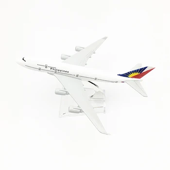 Игрушечная модель металлического самолета 1: 400, имитация авиалайнера из литого под давлением статического украшения 16 см, самолет Boeing 747 филиппинских авиалиний