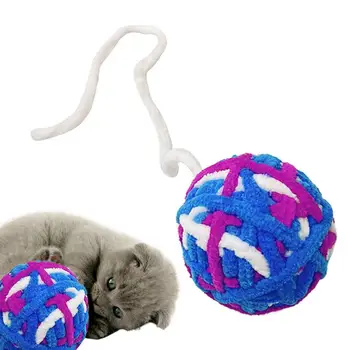 Игрушка для кошек, Шерстяной шарик, Игрушки для кошек, Дразнящие, Шлифующие когти, Игрушки для кошек, Интерактивный Плюшевый шарик, Игрушка для кошек с колокольчиком, Чистка зубов