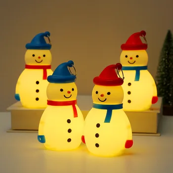 Люминесцентный портативный светодиодный светильник в виде снеговика, Рождественское украшение, Детские подарки, Миниатюрное световое украшение, Портативное