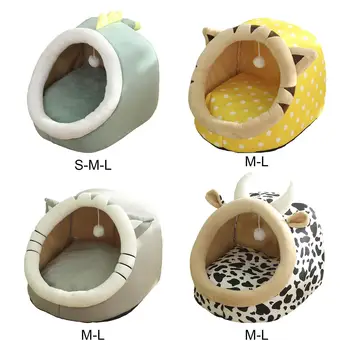 Симпатичная Пещерная кровать-корзина Мягкая Мебель для собак с шариком Противоскользящее теплое укрытие Нет